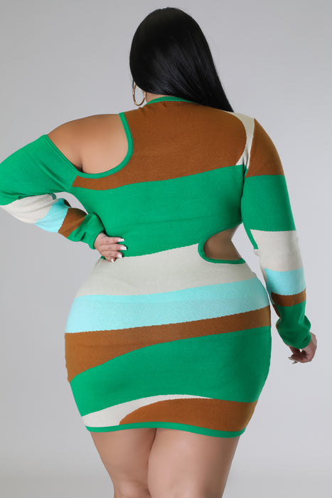 Abstract Cutout Sweater Dress