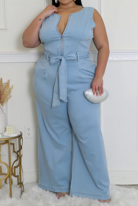 Denim Zipper Jumpsuit