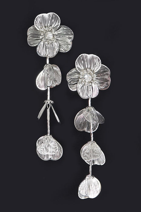 Metal Flower Fringe Earrings