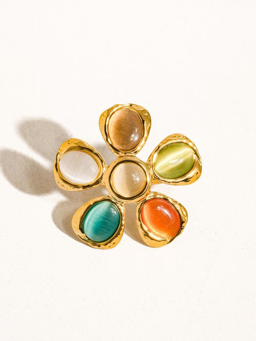 Vintage Stone Floral Ring