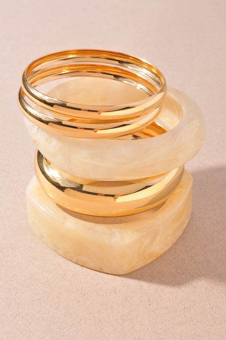 Gold & Marble Bracelet Set