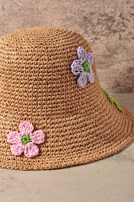 Flower Crochet Straw Hat