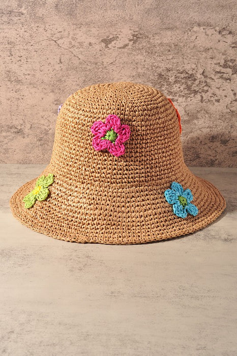 Flower Crochet Straw Hat