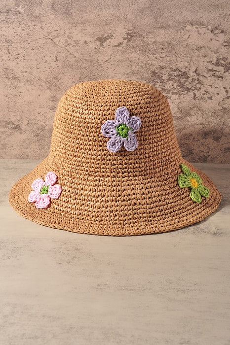 Flower Crochet Straw Hat