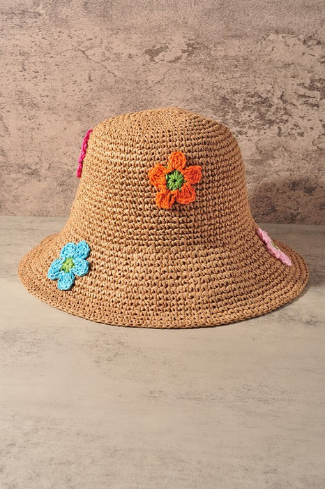 Flower Crochet Straw Hat