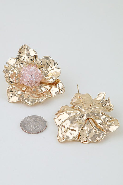 Crystal Beaded Flower Earrings