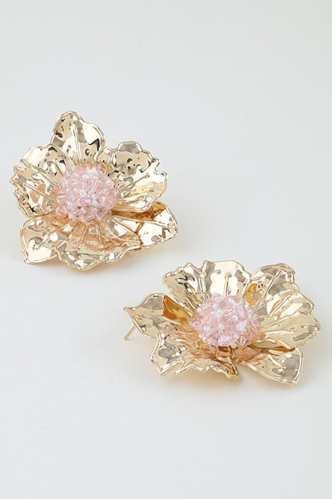 Crystal Beaded Flower Earrings