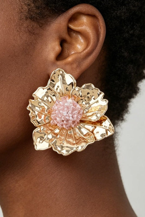 Crystal Beaded Flower Earrings