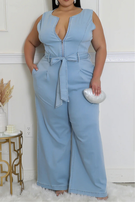Denim Zipper Jumpsuit