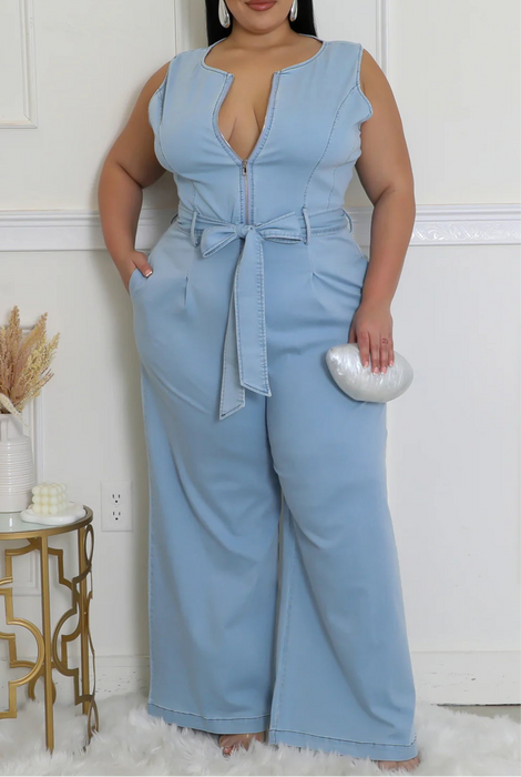 Denim Zipper Jumpsuit
