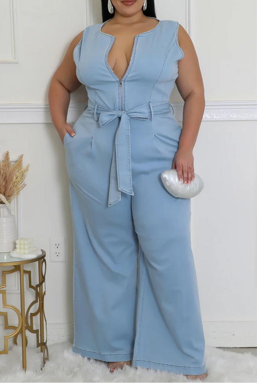 Denim Zipper Jumpsuit