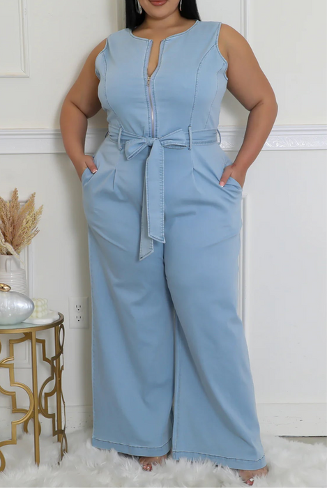 Denim Zipper Jumpsuit