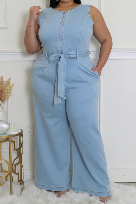 Denim Zipper Jumpsuit