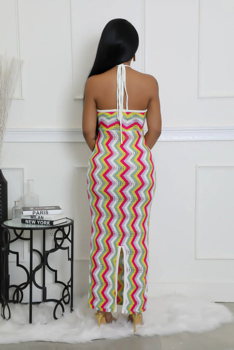 Crochet Halter Cutout Dress