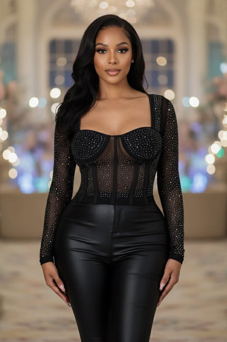 Rhinestone Corset Crop Top