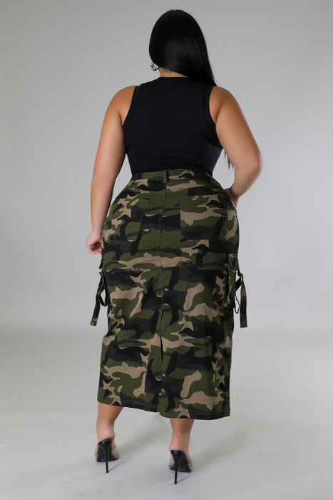 Camo Midi Skirt
