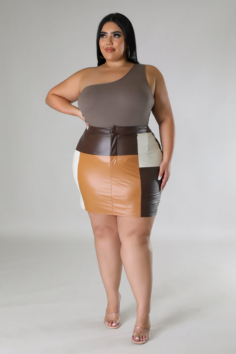 Faux Leather Patch Skirt