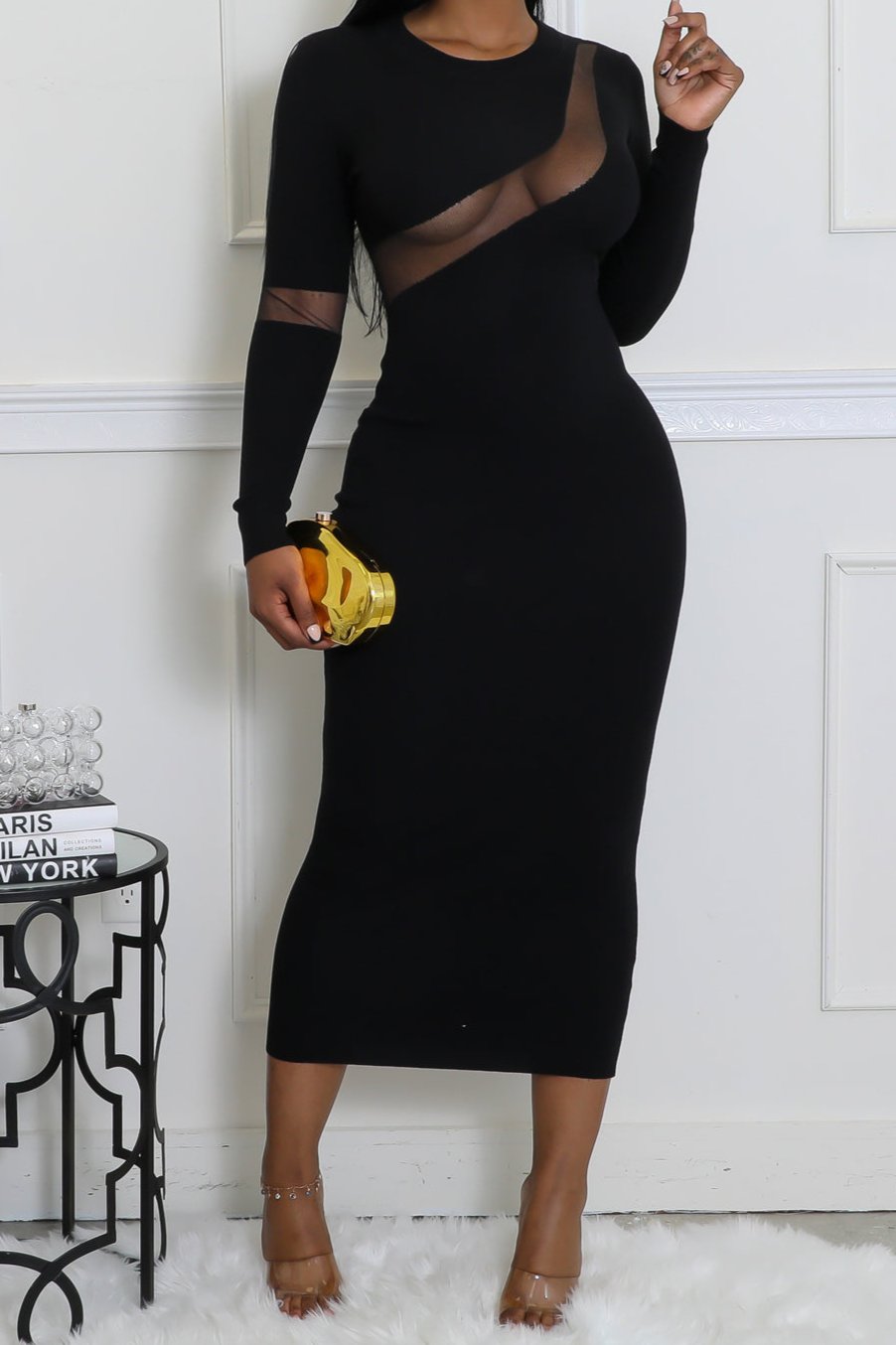 Mesh Cut Out Dress D-LUX Mesh Cut Out Dress D-LUX
