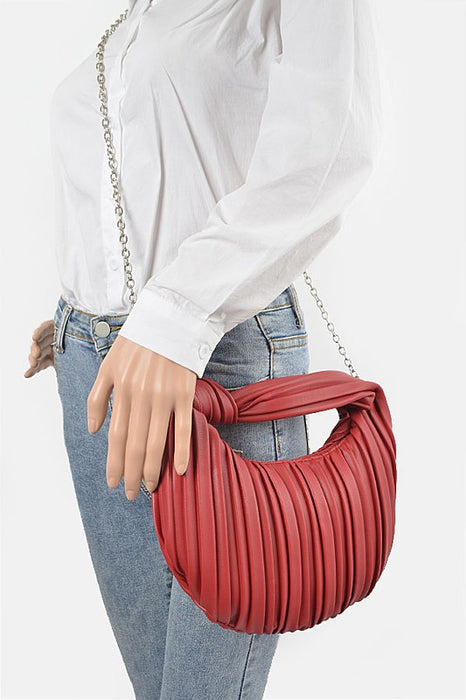 Pleated Knot Faux Leather Purse