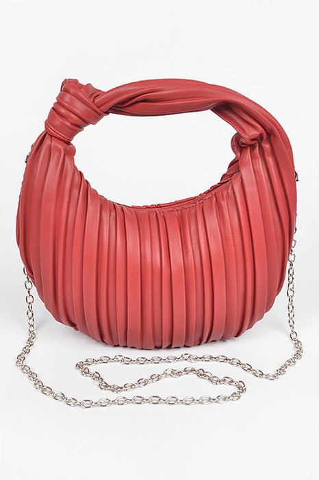 Pleated Knot Faux Leather Purse