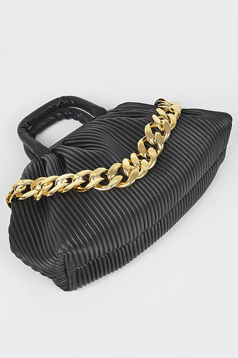 Pleated Faux Leather Purse