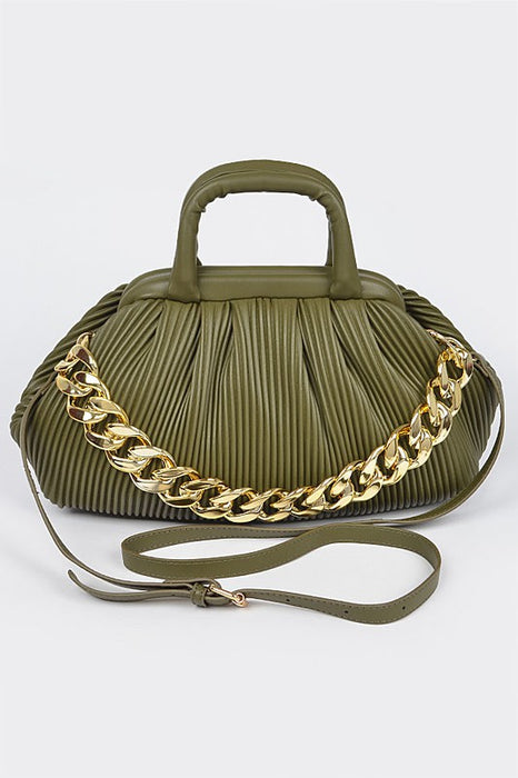 Pleated Faux Leather Purse