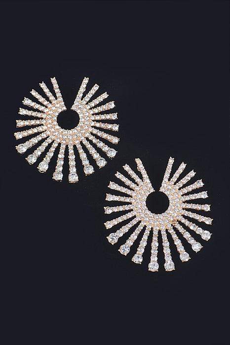 Rhinestone Fan Circle Earrings
