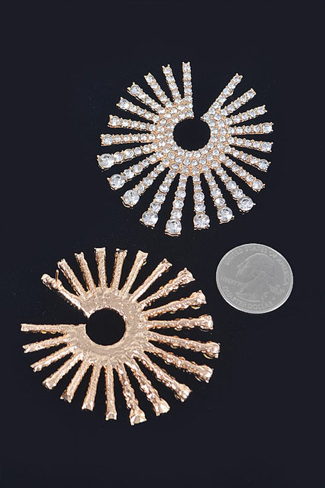 Rhinestone Fan Circle Earrings