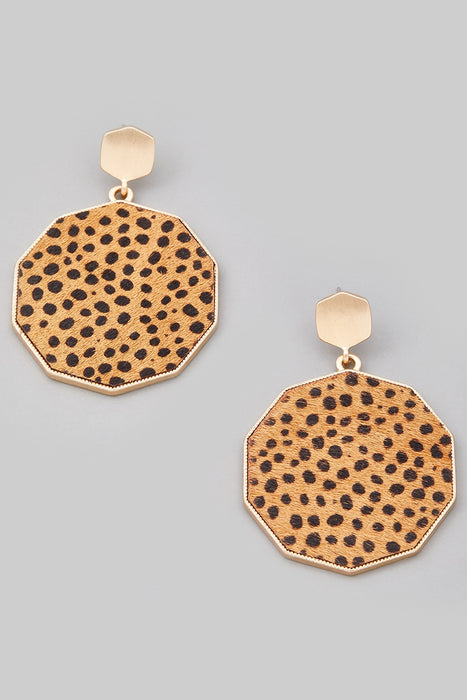 Cheetah Print Disc Earrings