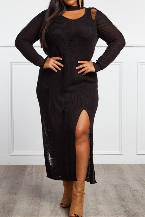 Distressed Sweater Dress D-LUX Distressed Sweater Dress D-LUX