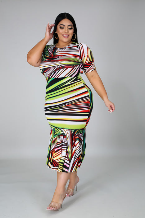 Abstract Striped Dress
