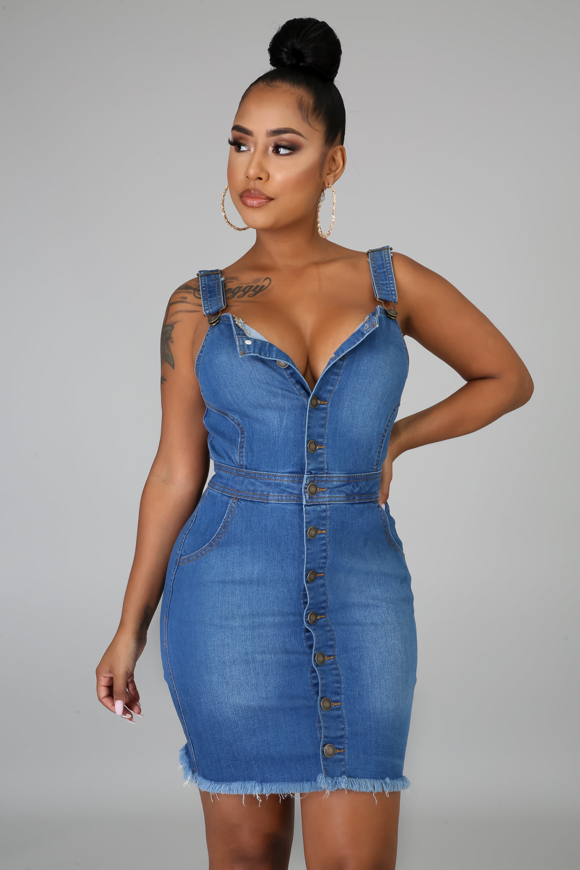 Denim Button Up Dress — D-LUX