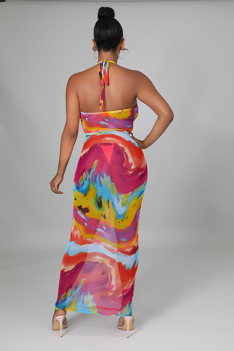 Multicolor Cutout Dress