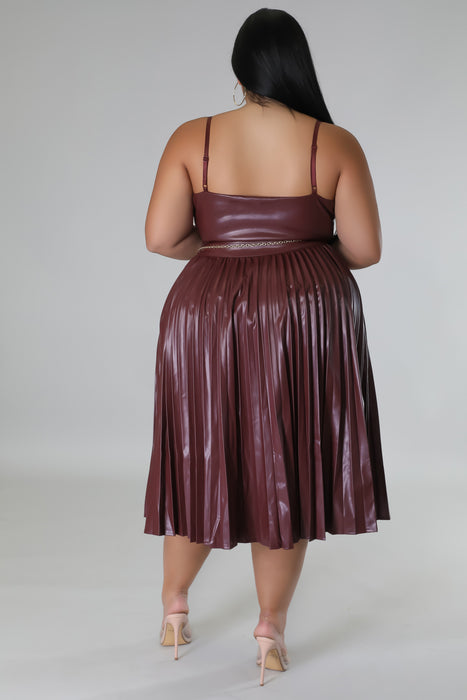 Pleated Faux Leather Dress