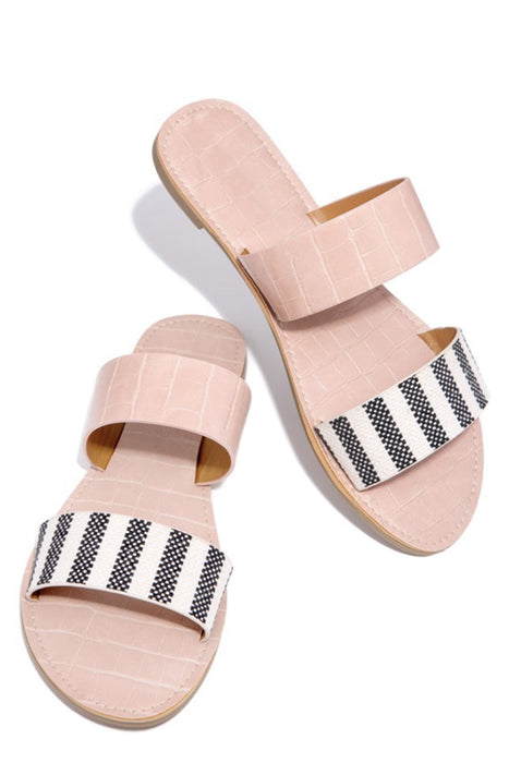 Striped Double Strap Sandals