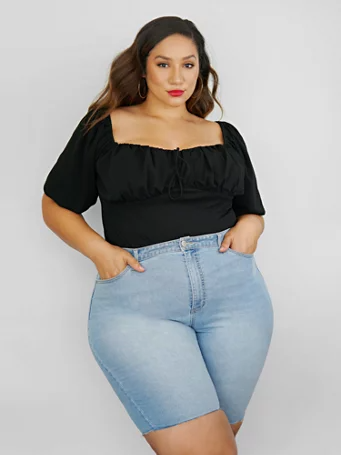Plus Size Denim Bermuda Shorts